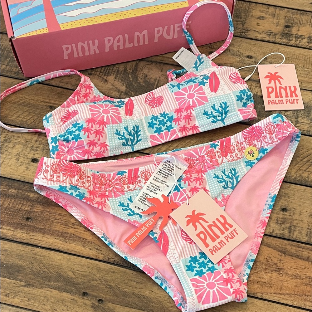 Pink Palm Puff - Coral Crush Bikini